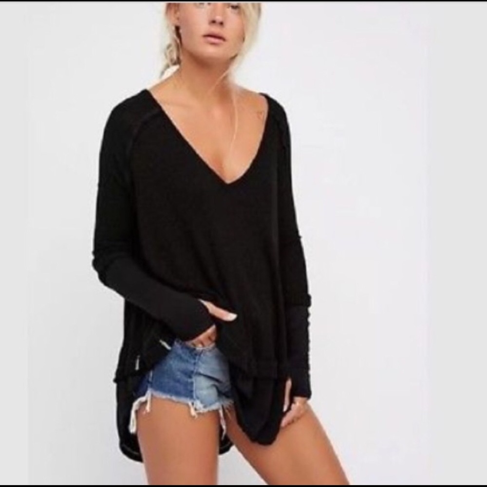Free People Laguna Waffle Shirt Sweater